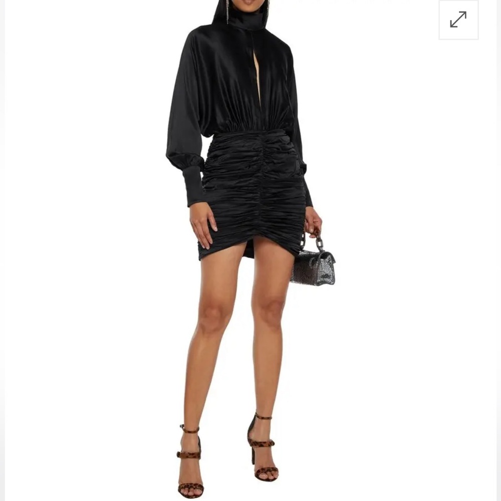 Retrofete Barbara Satin & Silk Blend Mini Dress Black - DISCONTINUED 🖤